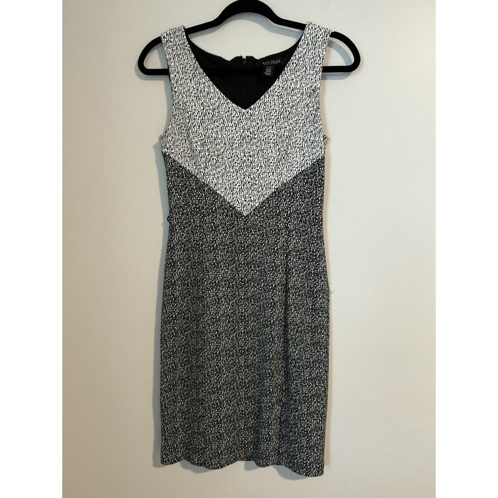 WHITE HOUSE BLACK MARKET  Sleeveless Sheath Vneck Bodice Textured Black White 00